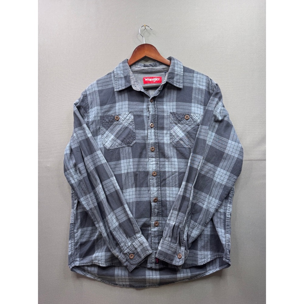 Wrangler Men Plaid Button Up Shirt Long‎ Sleeve Casual Work Size L